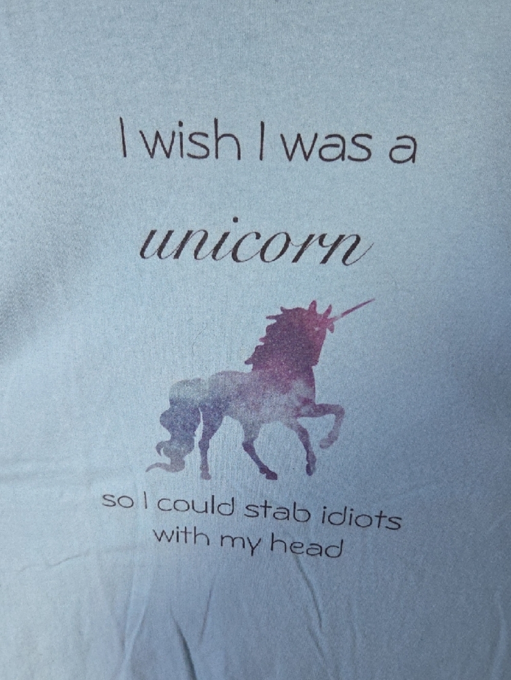Hanes Light Blue Unicorn Graphic Short Sleeve Tee - Picture 2 of 4